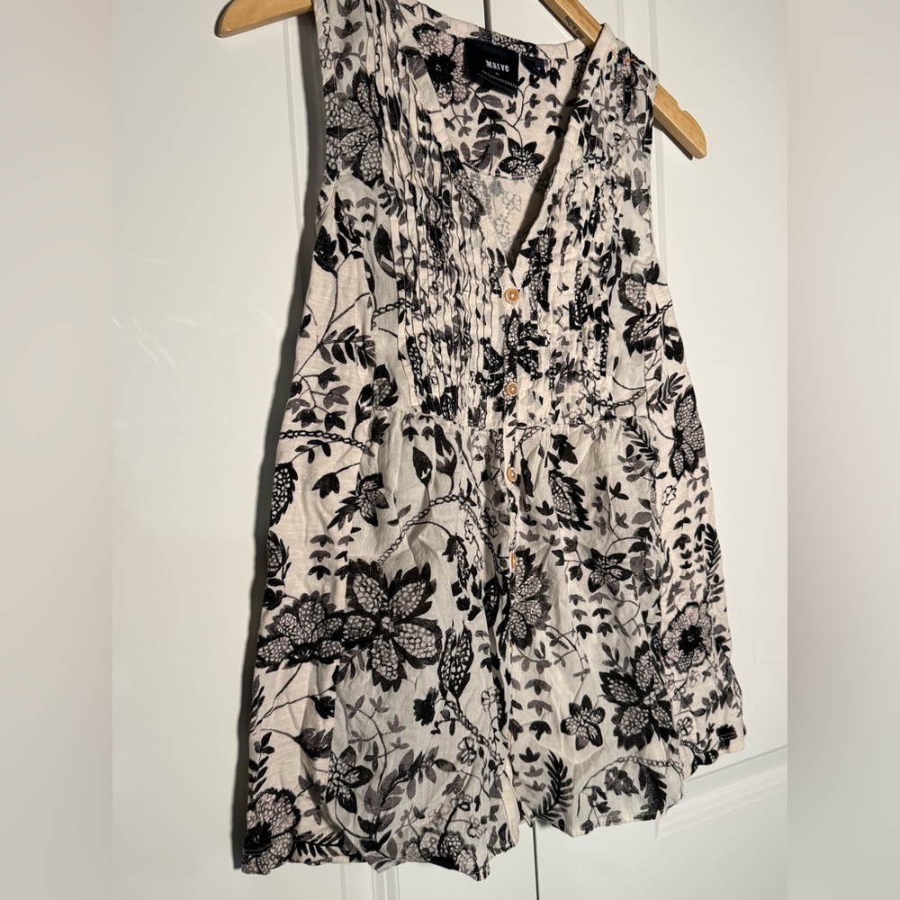 Anthropologie Black Floral Print Blouse - Picture 3 of 7